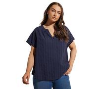 Yours Curve Blue Short Sleeve Cotton Blouse - Women's - Plus Size Curve