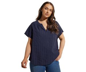 Yours Curve Blue Short Sleeve Cotton Blouse - Women's - Plus Size Curve