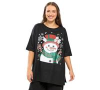 Yours Curve Blue Snowman Christmas Novelty T-Shirt - Women's - Plus Size Curve