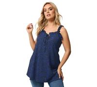 Yours Curve Blue Spot Print Frill Vest Top - Women's - Plus Size Curve