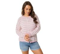 Yours Curve Pink Stripe Knitted Cardigan - Women's - Plus Size Curve