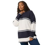 Yours Curve Blue Stripe Knitted Jumper - Women's - Plus Size Curve