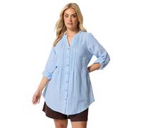 Yours Curve Blue Stripe Pintuck Shirt - Women's - Plus Size Curve