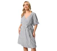 Yours Curve Blue Stripe Puff Ball Wrap Dress - Women's - Plus Size Curve