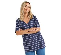 Yours Curve Blue Stripe Short Sleeve T-Shirt - Women's - Plus Size Curve