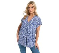 Yours Women's Swirl Print Pleat Front Top in Cobalt | Size: 26-28 Yours Cobalt 26-28
