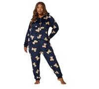 Yours Curve Blue Teddy Bear Print Onesie - Women's - Plus Size Curve