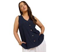 Yours Curve Blue Textured Button Front Waistcoat - Women's - Plus Size Curve