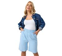 Yours Curve Blue Textured Cotton Shorts - Women's - Plus Size Curve