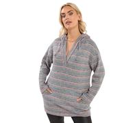 Yours Curve Blue Textured Hooded Jumper - Women's - Plus Size Curve