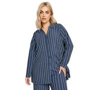 Yours Curve Blue Textured Pinstripe Shirt - Women's - Plus Size Curve