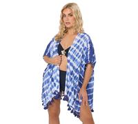 Yours Curve Blue Tie Dye Beach Kimono - Women's - Plus Size Curve