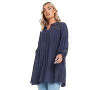 Yours Curve Blue Tiered Crochet Detail Shirt - Women's - Plus Size Curve