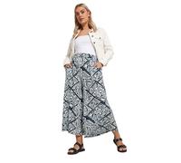 Yours Curve Blue Tile Print Midaxi Culottes - Women's - Plus Size Curve