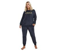 Yours Curve Blue 'Time To Chill' Soft Fleece Loungewear Set - Women's - Plus Size Curve