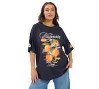 Yours Curve Blue 'Valencia' Relaxed T-Shirt - Women's - Plus Size Curve