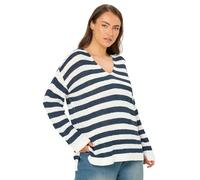 Yours Curve Brown & Cream Stripe Knitted Jumper - Women's - Plus Size Curve