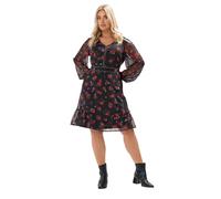 Yours Curve Blurred Floral Stud Midi Dress - Women's - Plus Size Curve Black