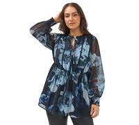 Yours Curve Blurred Floral Tie Front Blouse - Women's - Plus Size Curve Black