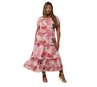 Yours Curve Blurred Rose Tiered Midaxi Dress - Women's - Plus Size Curve