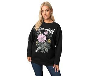 Yours Curve 'Botanical' Floral Sweatshirt - Women's - Plus Size Curve Black