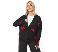Yours Curve Bow Detail Knitted Cardigan - Women's - Plus Size Curve Black