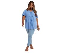 Yours Curve Bow Front Angel Sleeve Top - Women's - Plus Size Curve Blue