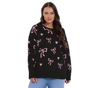 Yours Curve Bow Knitted Jumper - Women's - Plus Size Curve Black