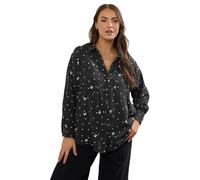 Yours Curve Bow Print Crinkle Blouse - Women's - Plus Size Curve Black
