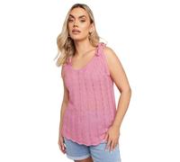Yours Curve Bow Tie Detail Knitted Vest Top - Women's - Plus Size Curve Pink