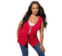 Yours Curve Bow Tie Front Waistcoat - Women's - Plus Size Curve Red
