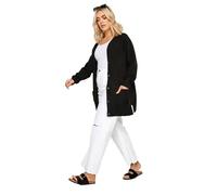 Yours Curve Boyfriend Long Sleeve Soft Knit Longline Button Front Cardigan with Pockets - Women's - Plus Size Curve Black 26-28