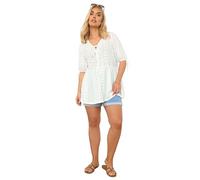 Yours Curve Broderie Anglaise Bow Tie Front Peplum Top - Women's - Plus Size Curve White