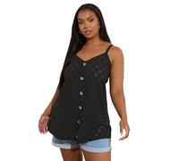 Broderie Anglaise Button Vest Top Yours Black 22-24