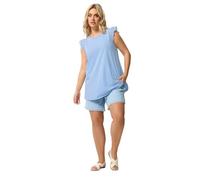 Yours Curve Broderie Anglaise Frill Vest Top - Women's - Plus Size Curve Light Blue