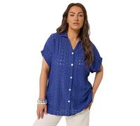 Yours Women's Broderie Anglaise Grown-On Sleeve Shirt in Cobalt | Size: 18