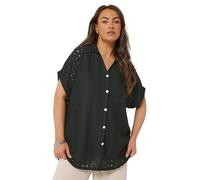 Yours Curve Broderie Anglaise Grown On Sleeve Shirt - Women's - Plus Size Curve Black