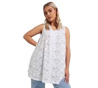 Yours Curve Broderie Anglaise Pleat Front Swing Vest Top - Women's - Plus Size Curve White