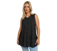 Yours Women's Broderie Anglaise Pleat Front Swing Vest Top in Black | Size: 22-24 Yours Black 22-24