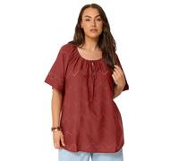 Yours Curve Red Broderie Anglaise Scallop Blouse - Women's - Plus Size Curve