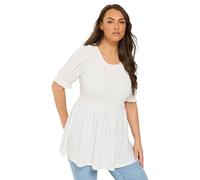 Yours Curve Broderie Anglaise Shirred Puff Sleeve Top - Women's - Plus Size Curve