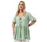 Yours Curve Broderie Anglaise Tie Front Peplum Top - Women's - Plus Size Curve
