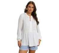 Yours Curve Broderie Anglaise Tie Neck Blouse - Women's - Plus Size Curve Cream