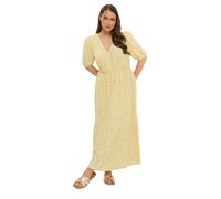 Yours Curve Broderie Anglaise Tiered Maxi Dress - Women's - Plus Size Curve Yellow