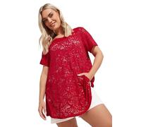 Yours Curve Broderie Anglaise Top - Women's - Plus Size Curve Red