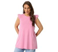 Yours Women's Broderie Frill Vest Top in Baby Pink | Size: 26-28 Yours Baby Pink 26-28