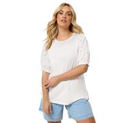 Yours Curve Broiderie Anglaise T-Shirt - Women's - Plus Size Curve White