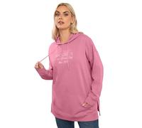 Yours Curve 'Brooklyn' Embroidered Slogan Hoodie - Women's - Plus Size Curve Pink