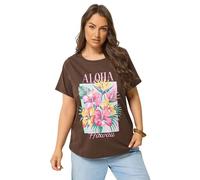 Yours Curve Brown 'Aloha Hawaii' Graphic T-Shirt - Women's - Plus Size Curve