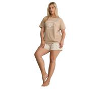 Yours Curve Brown 'Beach Club' Pyjama Set - Women's - Plus Size Curve